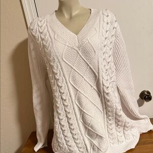 Terra & Sky Ivory V-Neck Sweater